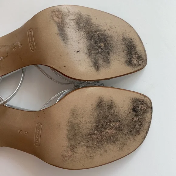 COACH Silver Strap stacked Heel Sandals - Picture 6 of 10